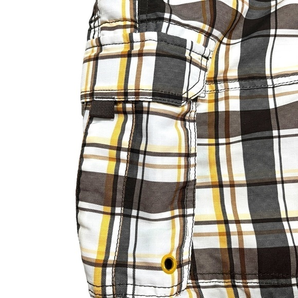 H&m Men’s Shorts Lined Plaid Cargo Shorts, Also Use As Swim Trunks, Size Medium - Picture 4 of 4